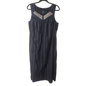 Croft & Barrow Black Pleated Midi Night Dress Scoop Neck Size XL